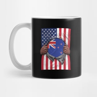 New Zealand Flag American Flag Ripped - Gift for New Zealander From New Zealand Mug